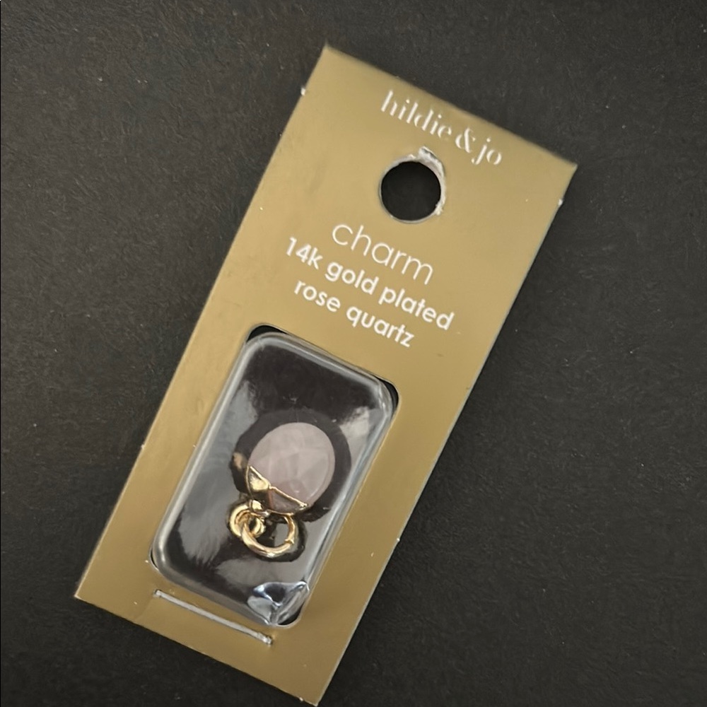 Rose Quartz 14k Gold Plated Charm NWT